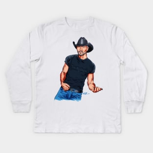 Tim McGraw - An illustration by Paul Cemmick Kids Long Sleeve T-Shirt